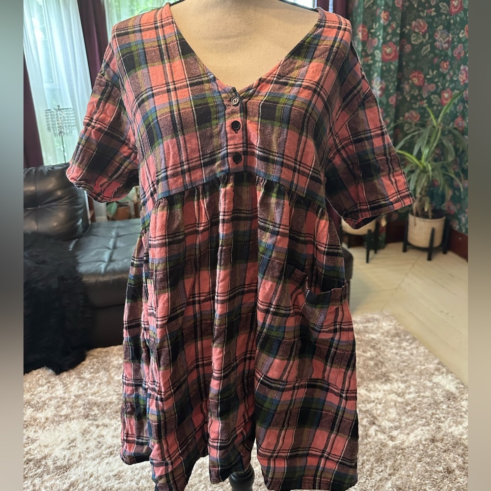 Current Mood Pink Plaid Dress